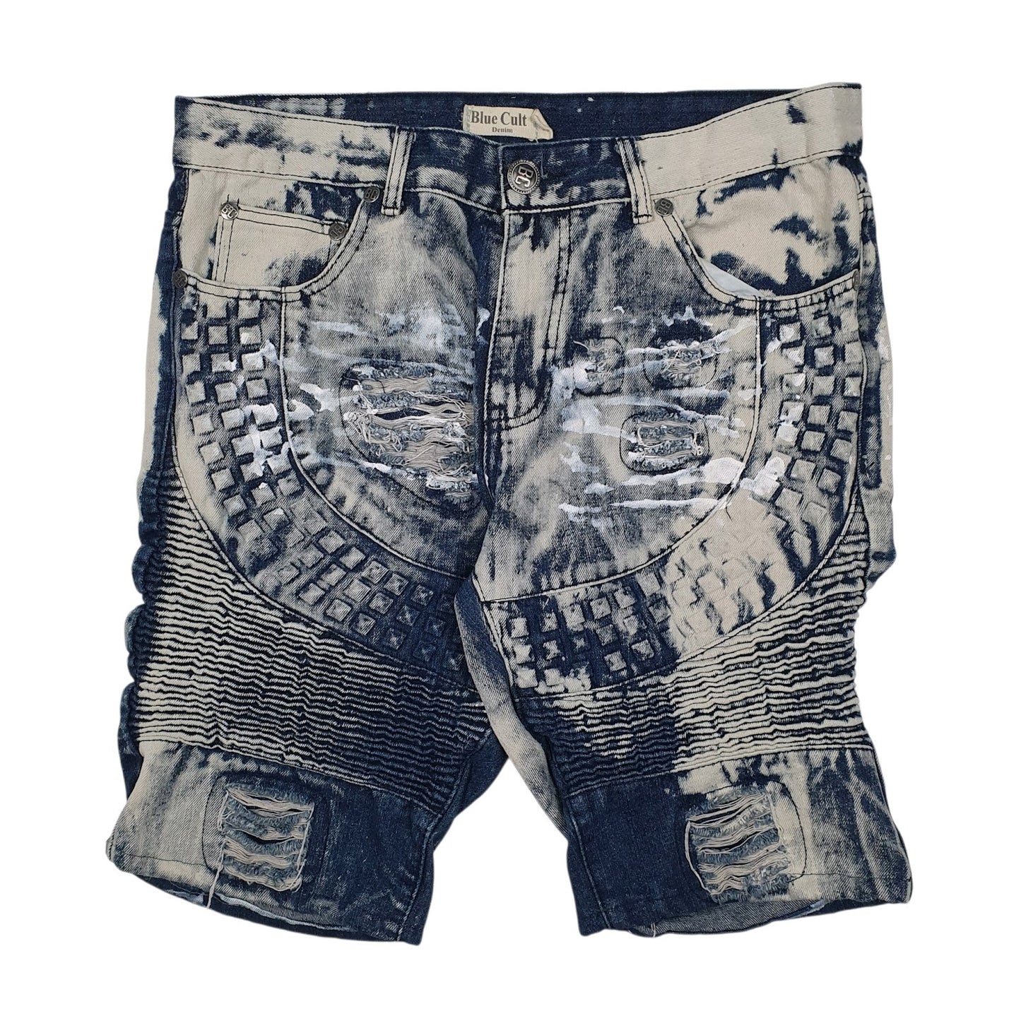 Mens Blue Blue Cult Distressed Denim Shorts
