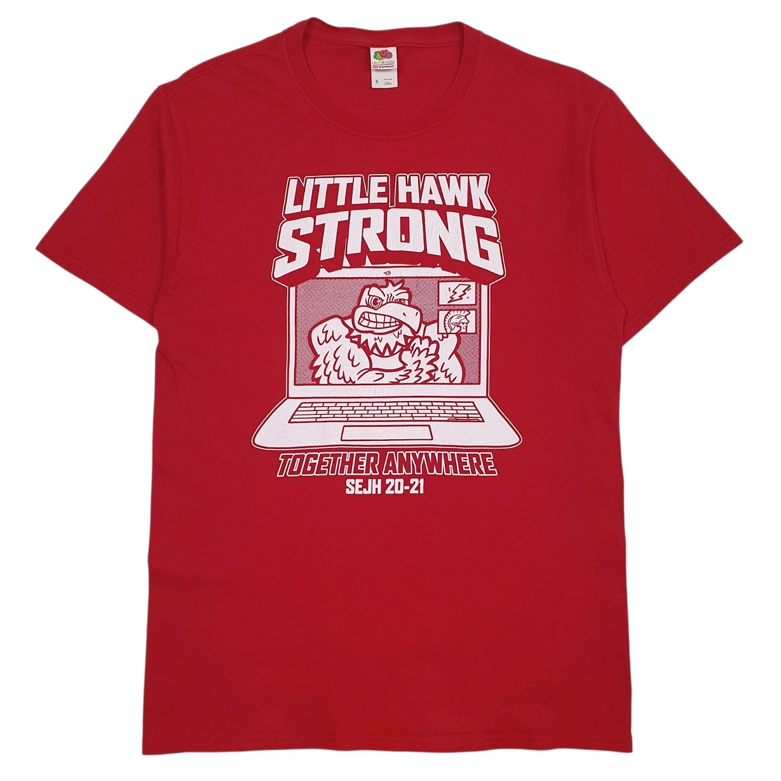 Mens Red Fruit Of The Loom Little Hawk Strong Short Sleeve T Shirt