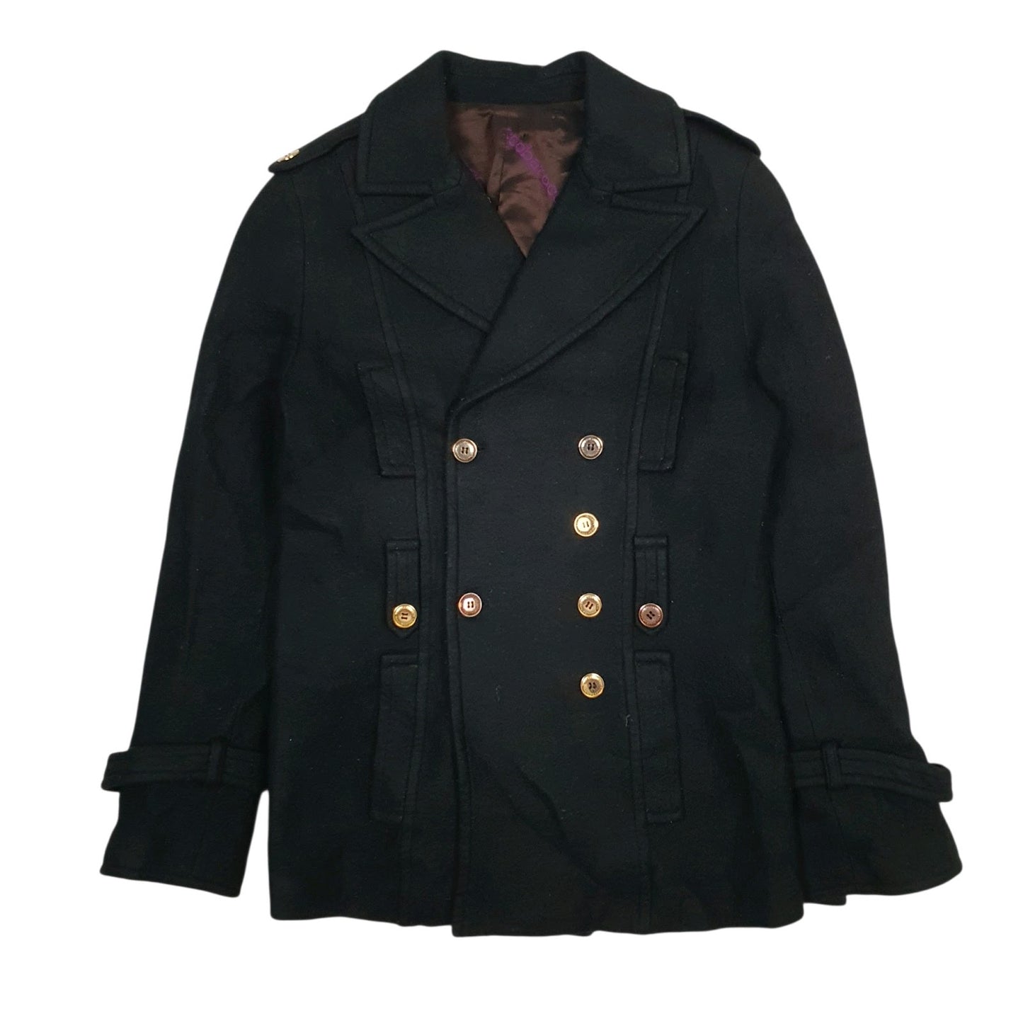Womens Black Rocco Barocco Double Breasted  Coat