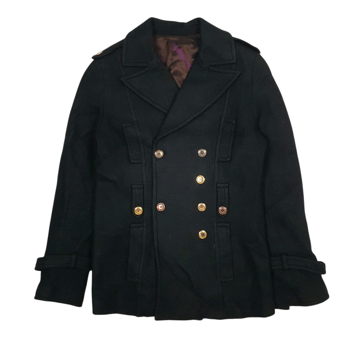 Womens Black Rocco Barocco Double Breasted  Coat