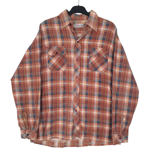 Mens Red Friendship Vintage Flannel Long Sleeve Shirt