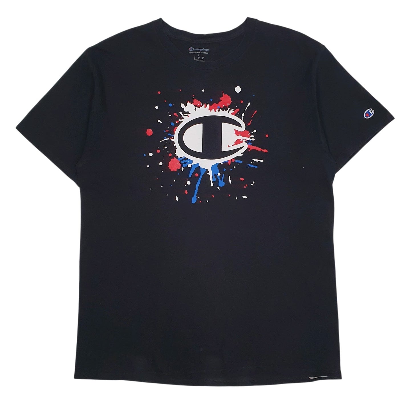 Mens Black Champion  Short Sleeve T Shirt