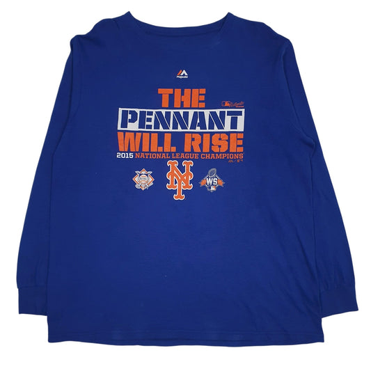 Mens Blue Majestic MLB The Pennvant Will Rise Long Sleeve T Shirt