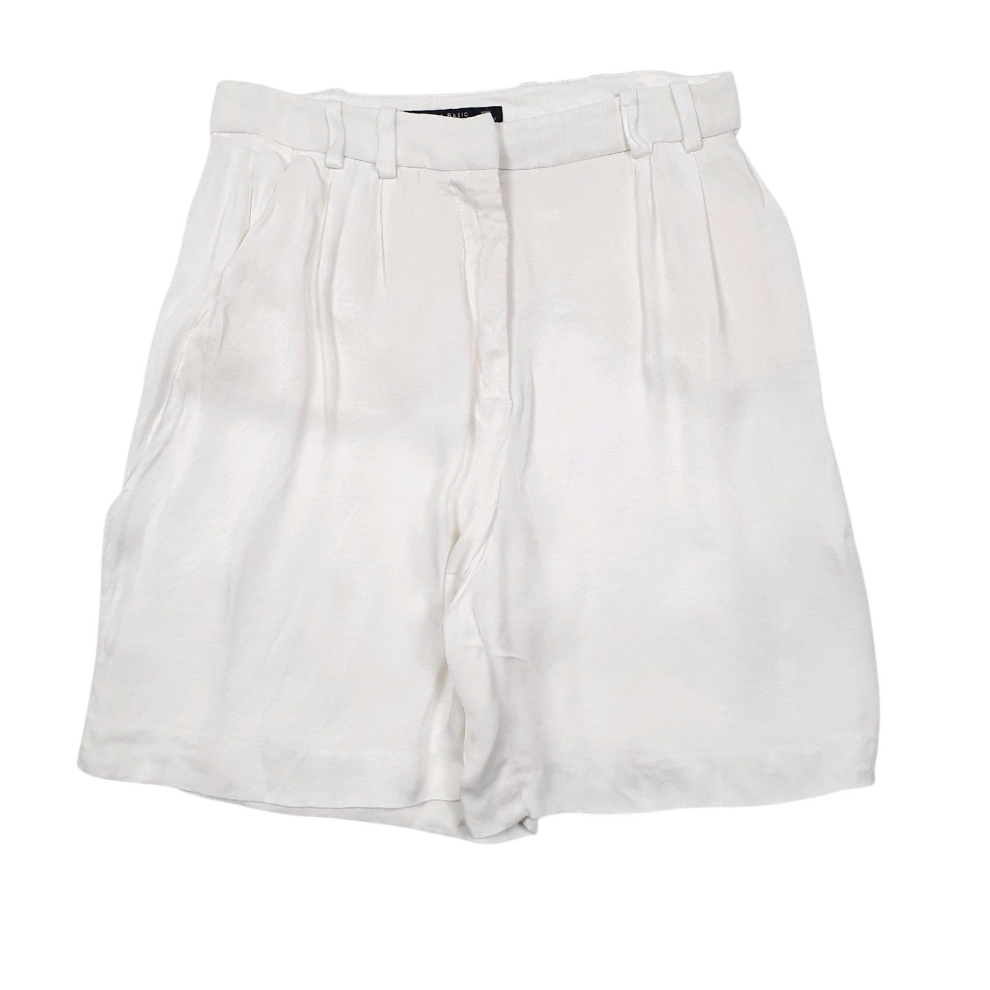 Womens White Zara Pleated Chino Shorts