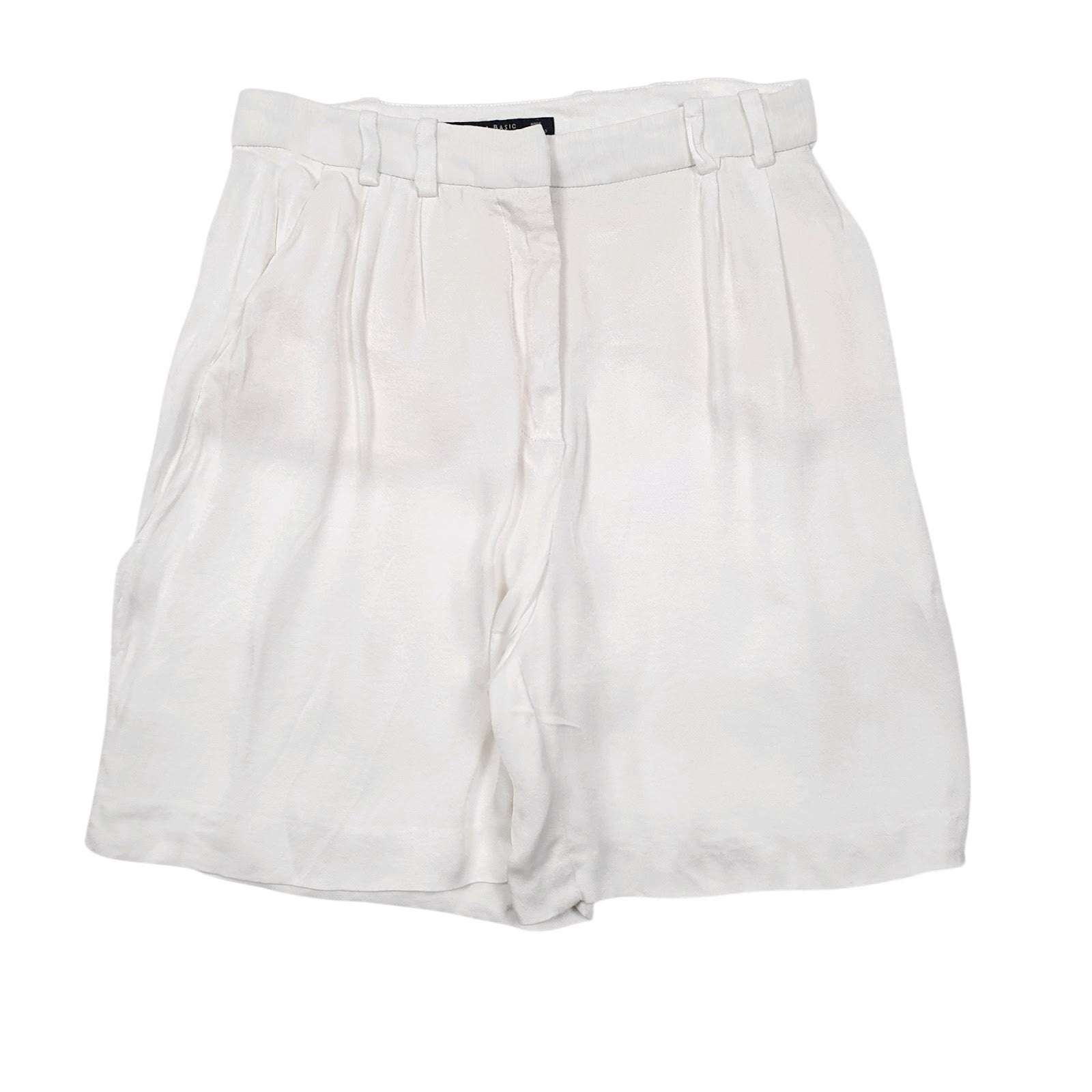 Womens White Zara Pleated Chino Shorts