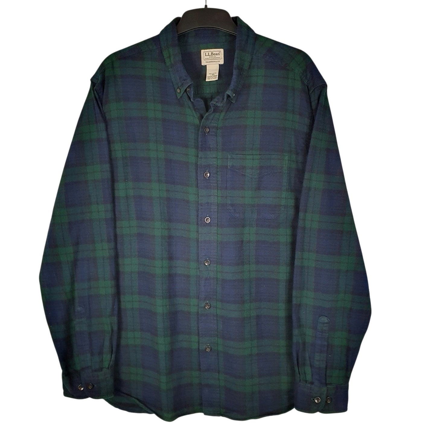 Mens Navy L.L.Bean Plaid Flannel Heavyweight Long Sleeve Shirt
