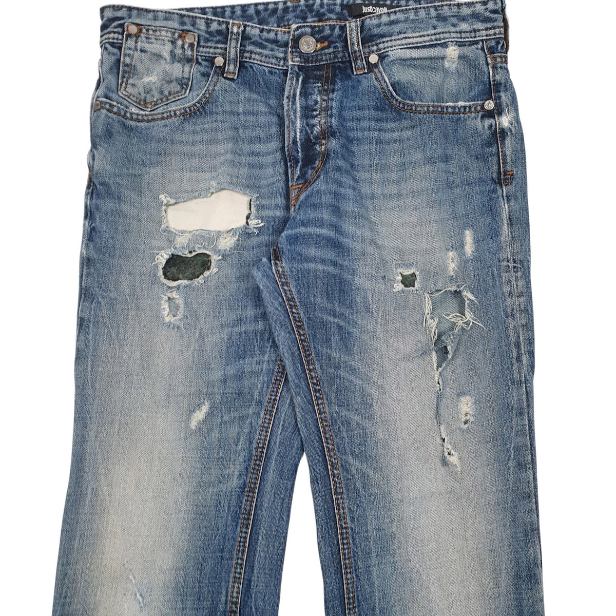 Womens Blue Cavalli Distressed  Jeans