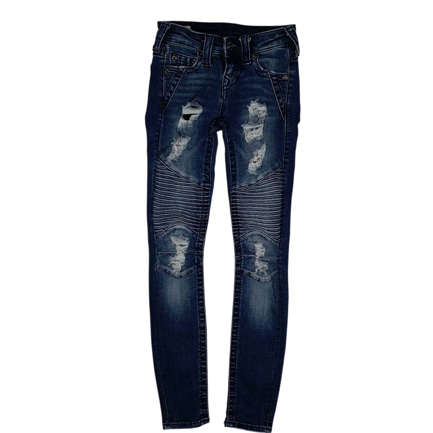 Womens Blue True Religion Mid Rise Distressed Halle JeansW23 L29