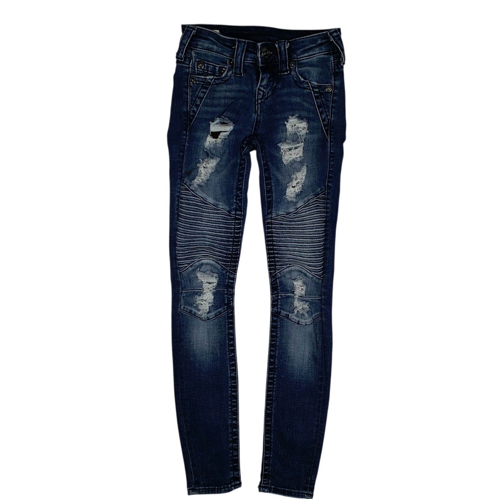 Womens Blue True Religion Mid Rise Distressed Halle JeansW23 L29