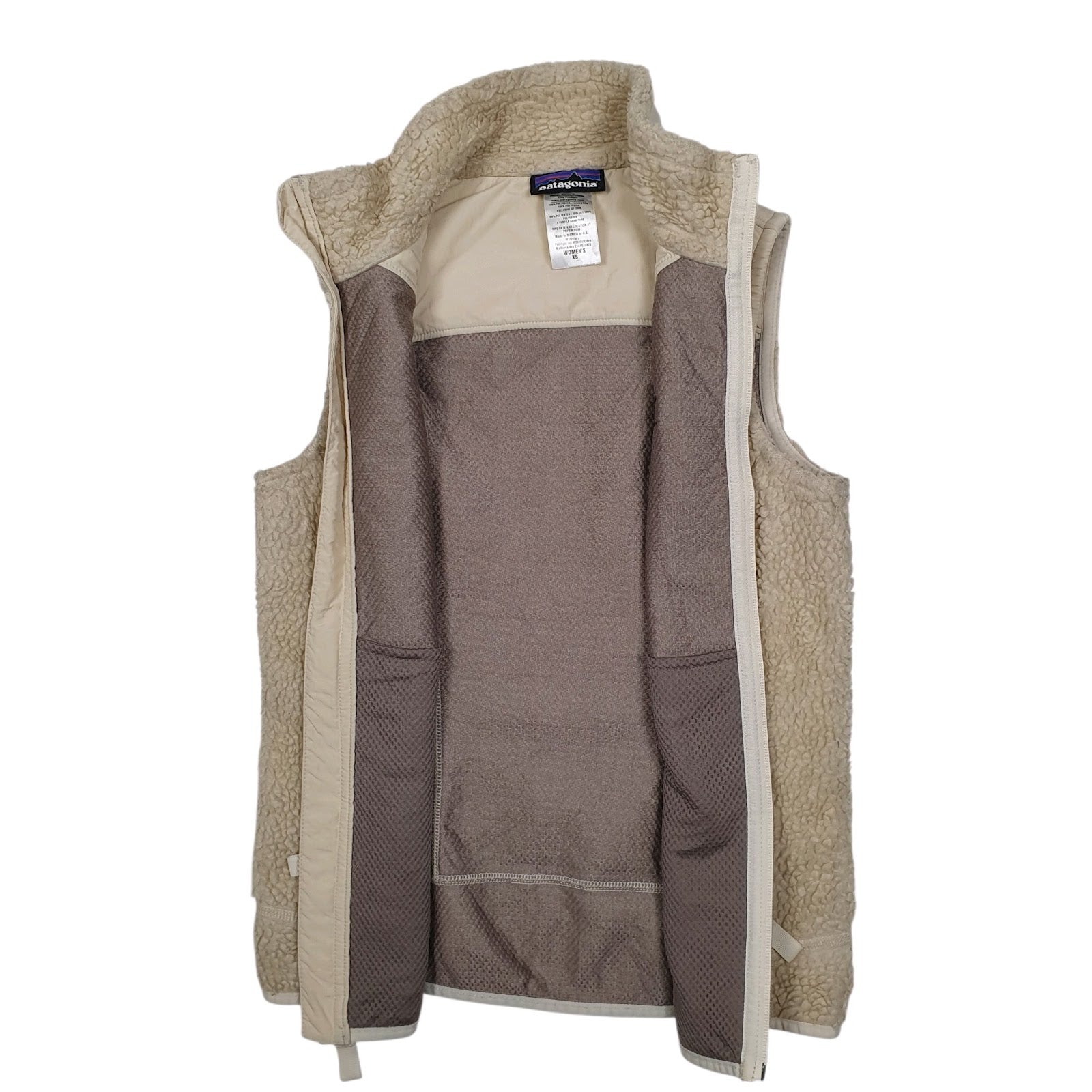 Womens Cream Patagonia Retro X Deep Pile Vest Bodywarmer Gilet Jumper