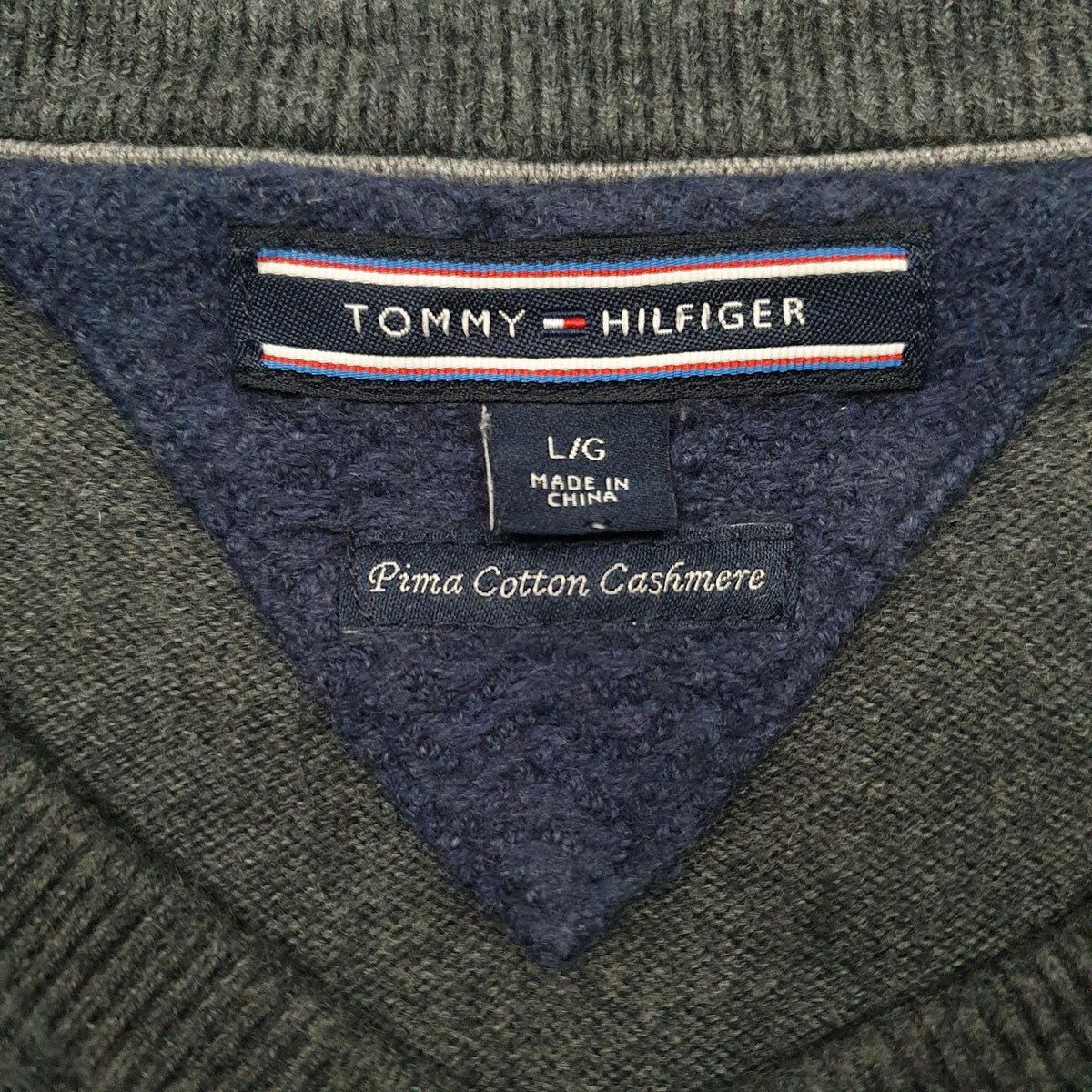 Mens Grey Tommy Hilfiger  V Neck Jumper