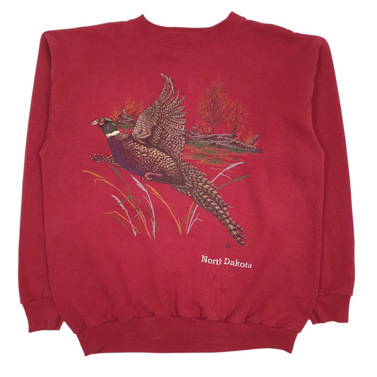 Mens Red Tultex Graphic Vintage 90s Made In USA Crewneck Jumper