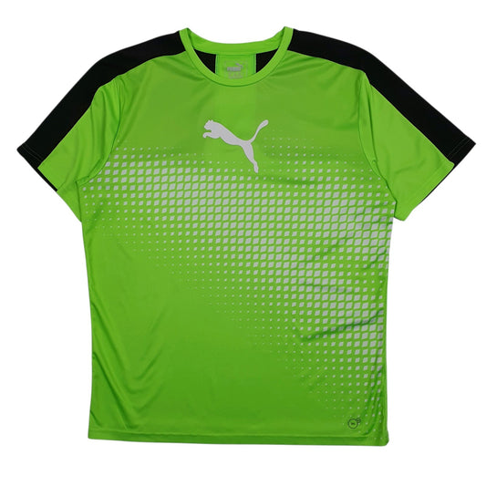 Mens Green Puma EVO TRG Sportswear Running Activewear Short Sleeve T Shirt