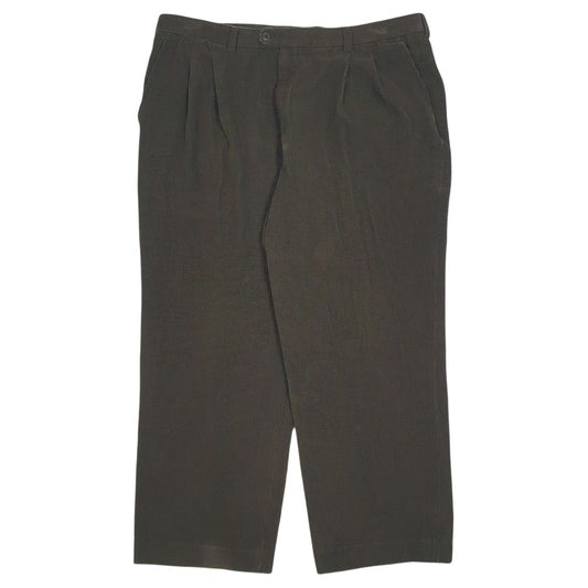 Mens Green Burberry Pleated Corduroy Trousers