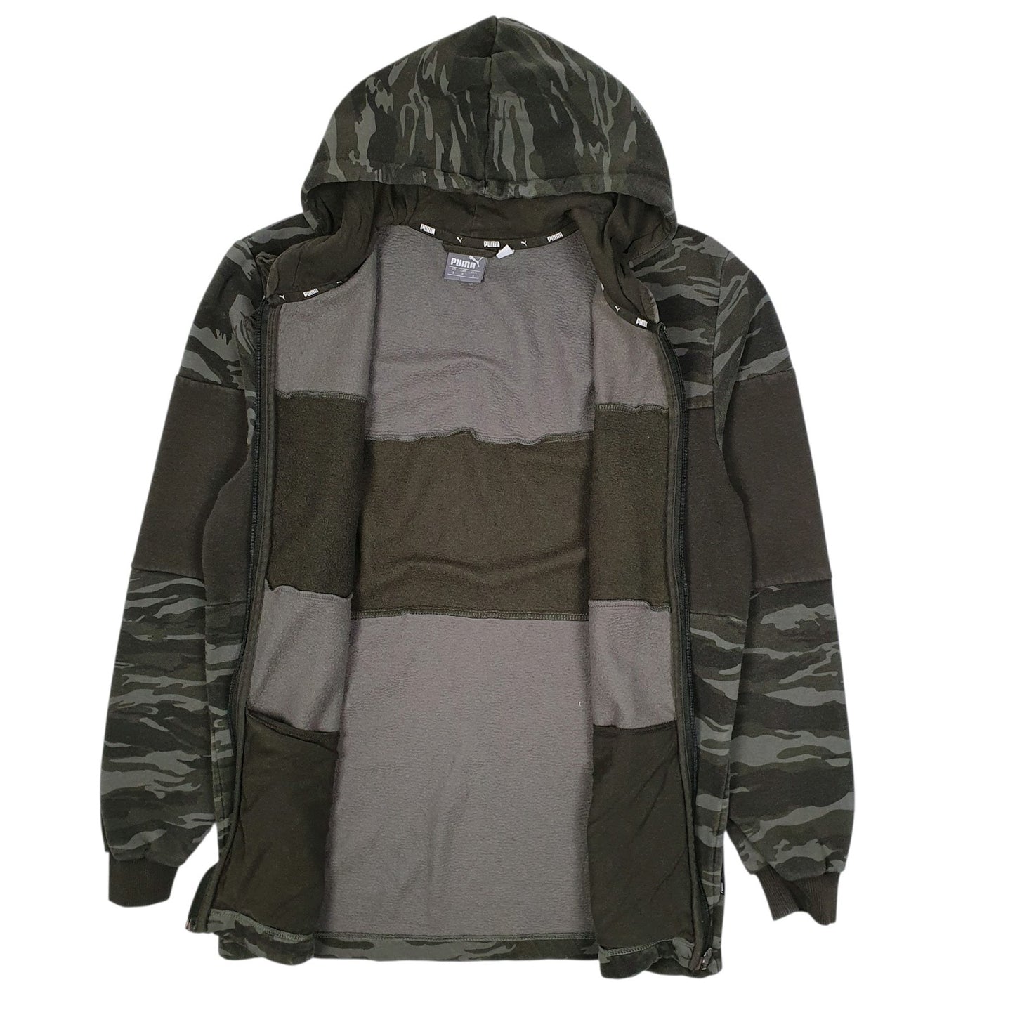 Mens Green Puma Hoodie Camouflage Full Zip Jumper
