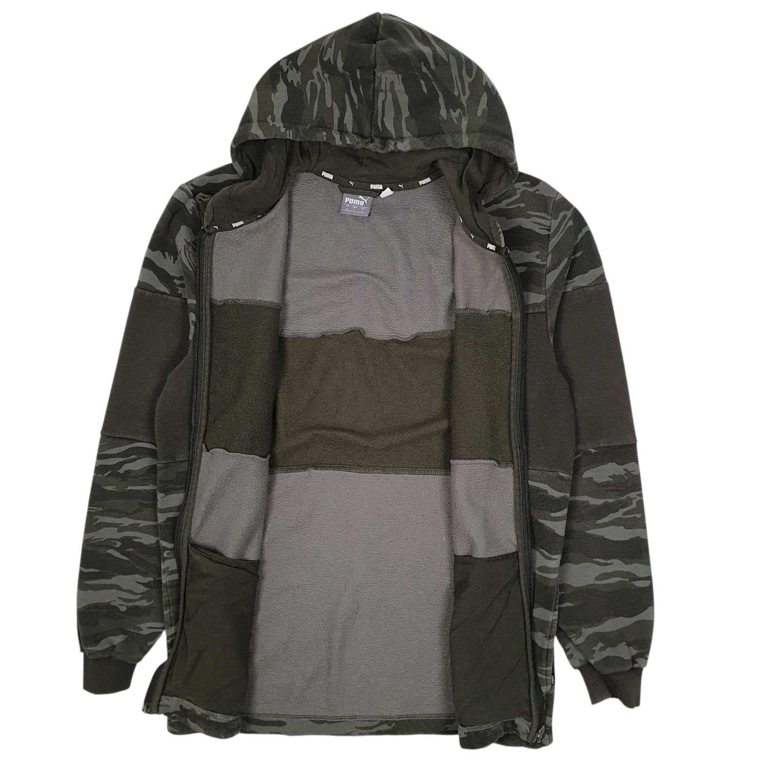 Mens Green Puma Hoodie Camouflage Full Zip Jumper