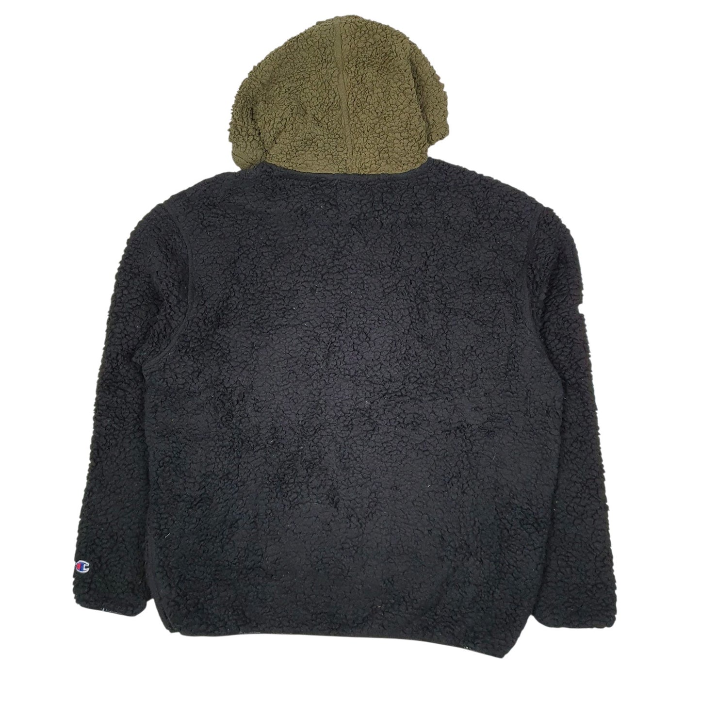 Mens Black Champion Sherpa Hoodie Jumper