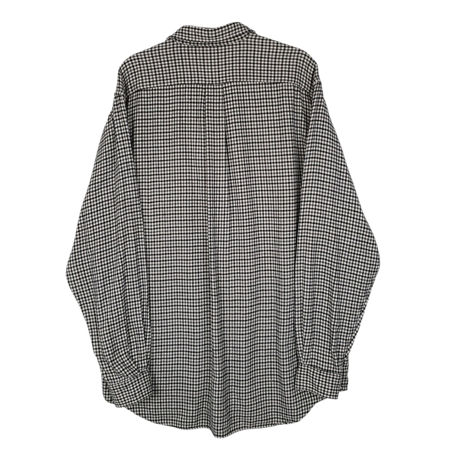 Mens Black Eddie Bauer Heavyweight Flannel Dogstooth Houndstooth  Shirt