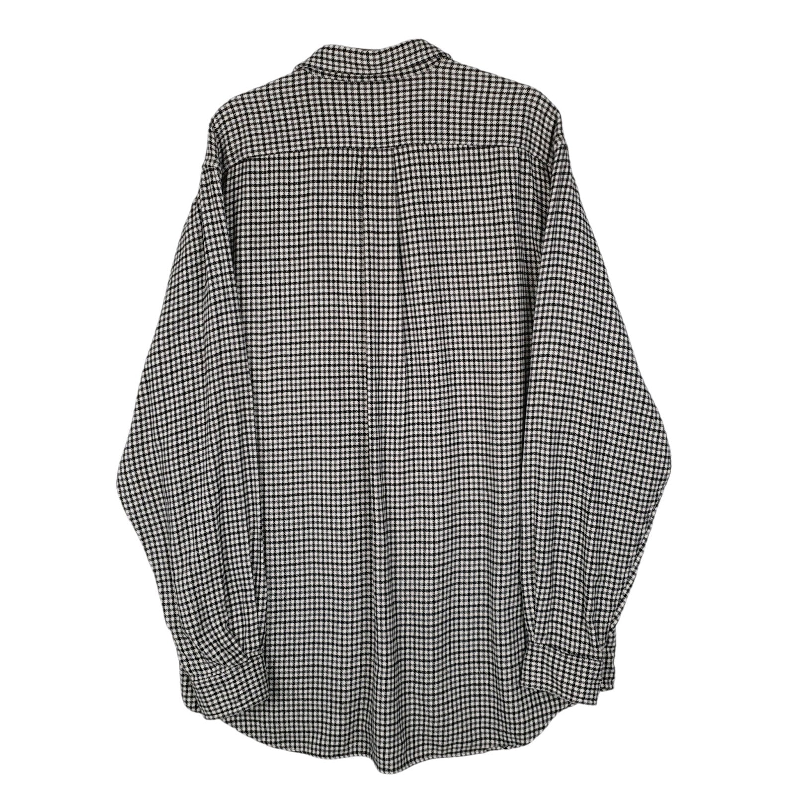 Mens Black Eddie Bauer Heavyweight Flannel Dogstooth Houndstooth  Shirt