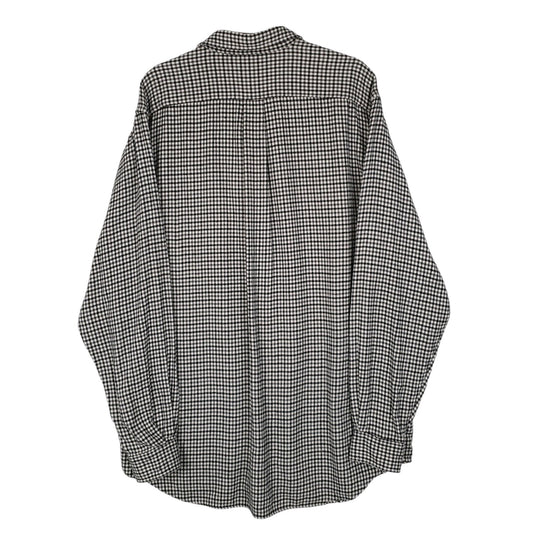 Mens Black Eddie Bauer Heavyweight Flannel Dogstooth Houndstooth  Shirt