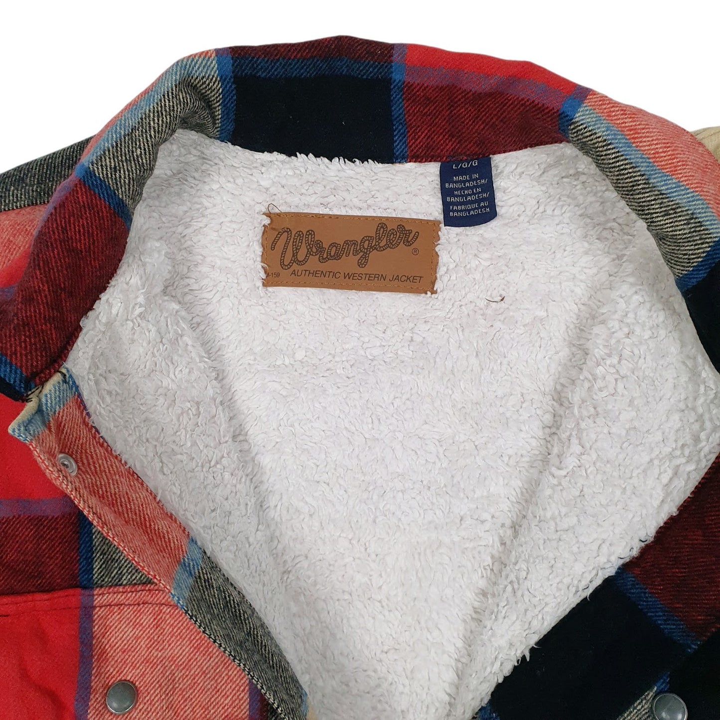Mens Red Wrangler Sherpa Lined Plaid Workwear  Coat