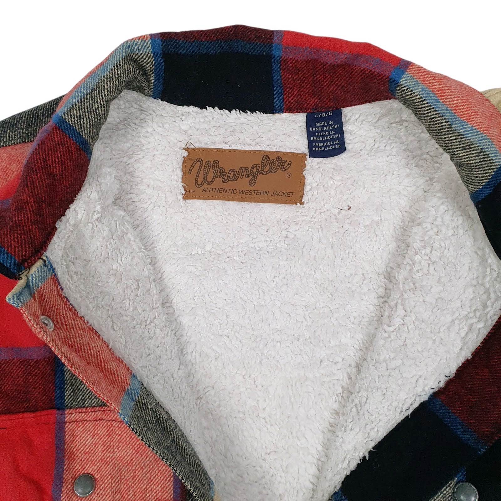 Mens Red Wrangler Sherpa Lined Plaid Workwear  Coat