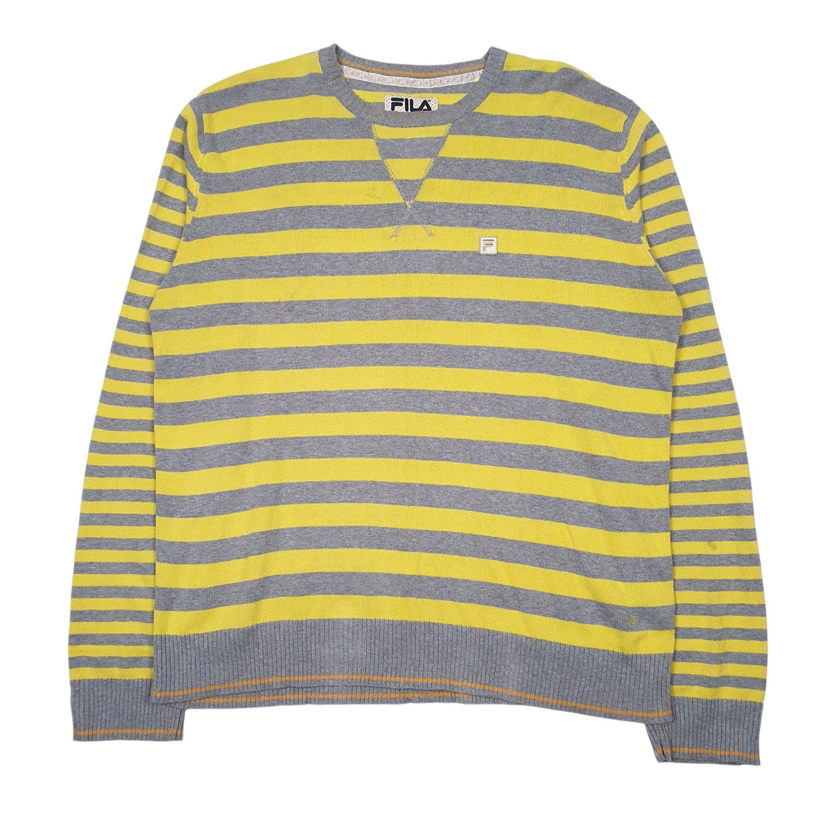 Mens Yellow Fila  Crewneck Jumper