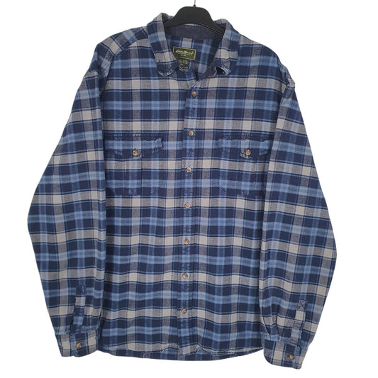 Mens Blue Eddie Bauer Chamois Long Sleeve Shirt