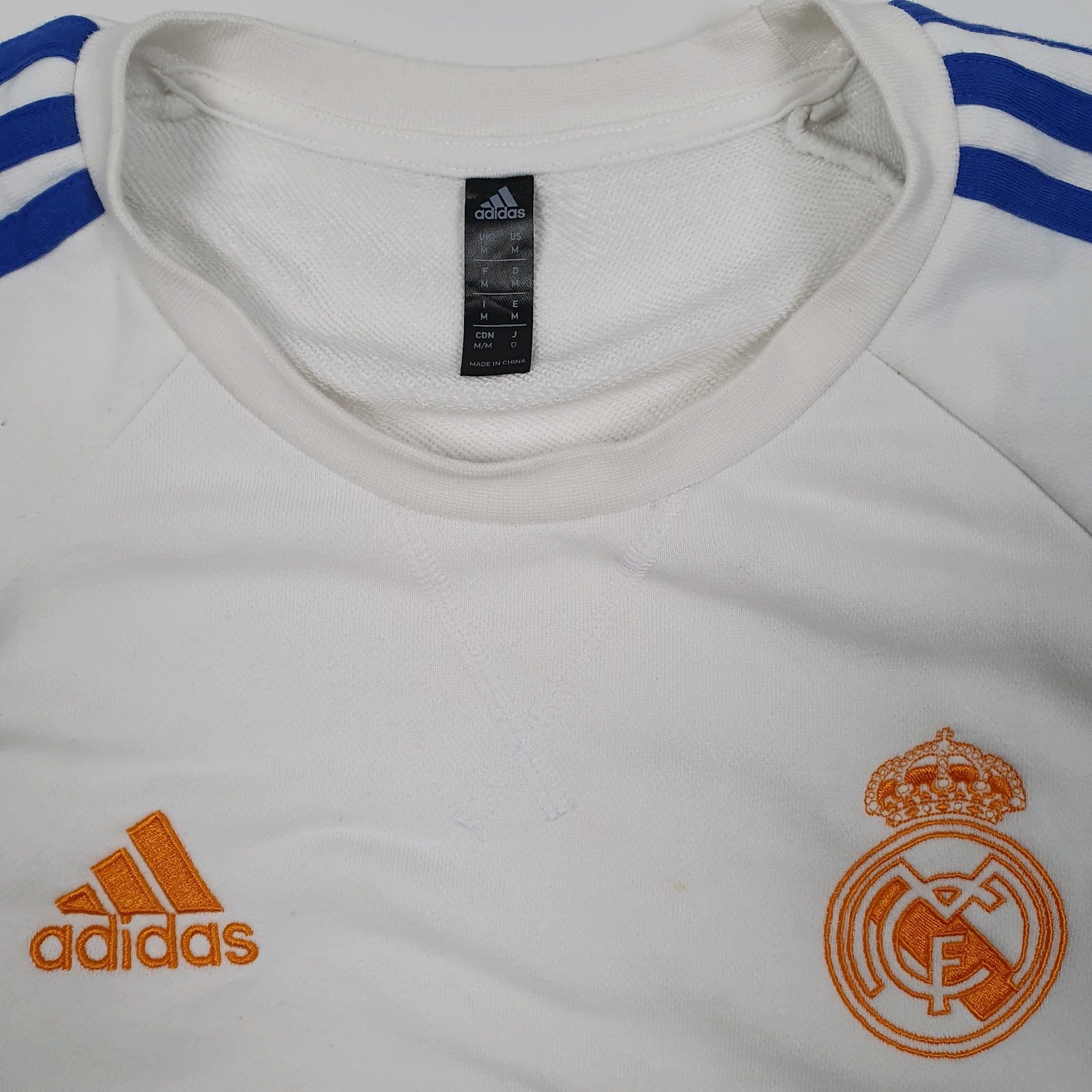 Mens White Adidas Real Madrid Football Crewneck Jumper