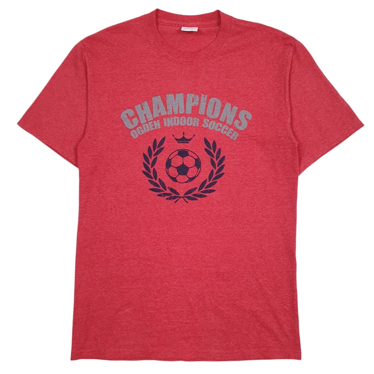 Mens Red Port & Company Champion Ogden Indoor Soccer Short Sleeve T Shirt