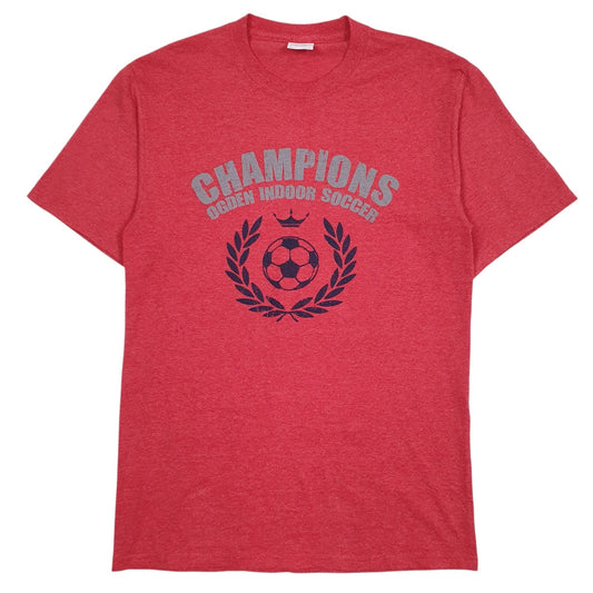 Mens Red Port & Company Champion Ogden Indoor Soccer Short Sleeve T Shirt