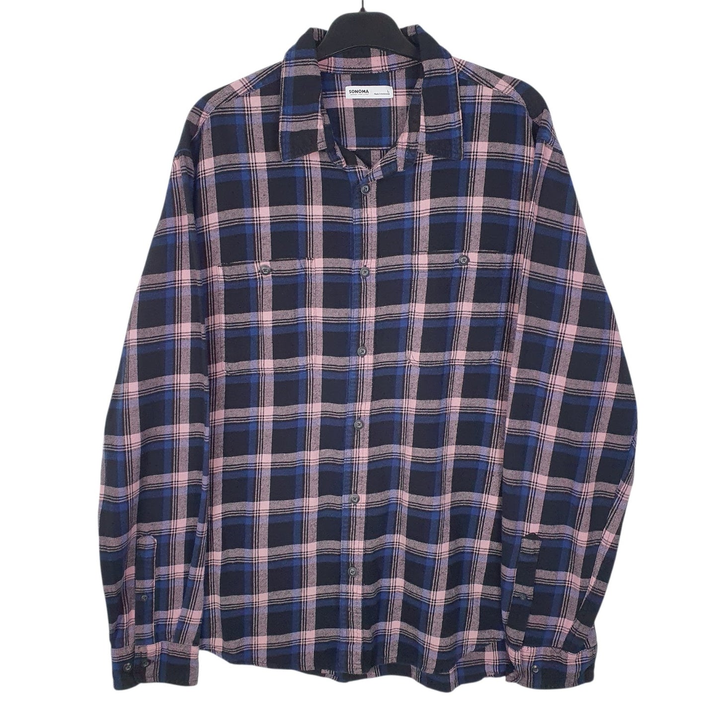 Mens Black Sonoma Flannel Long Sleeve Shirt