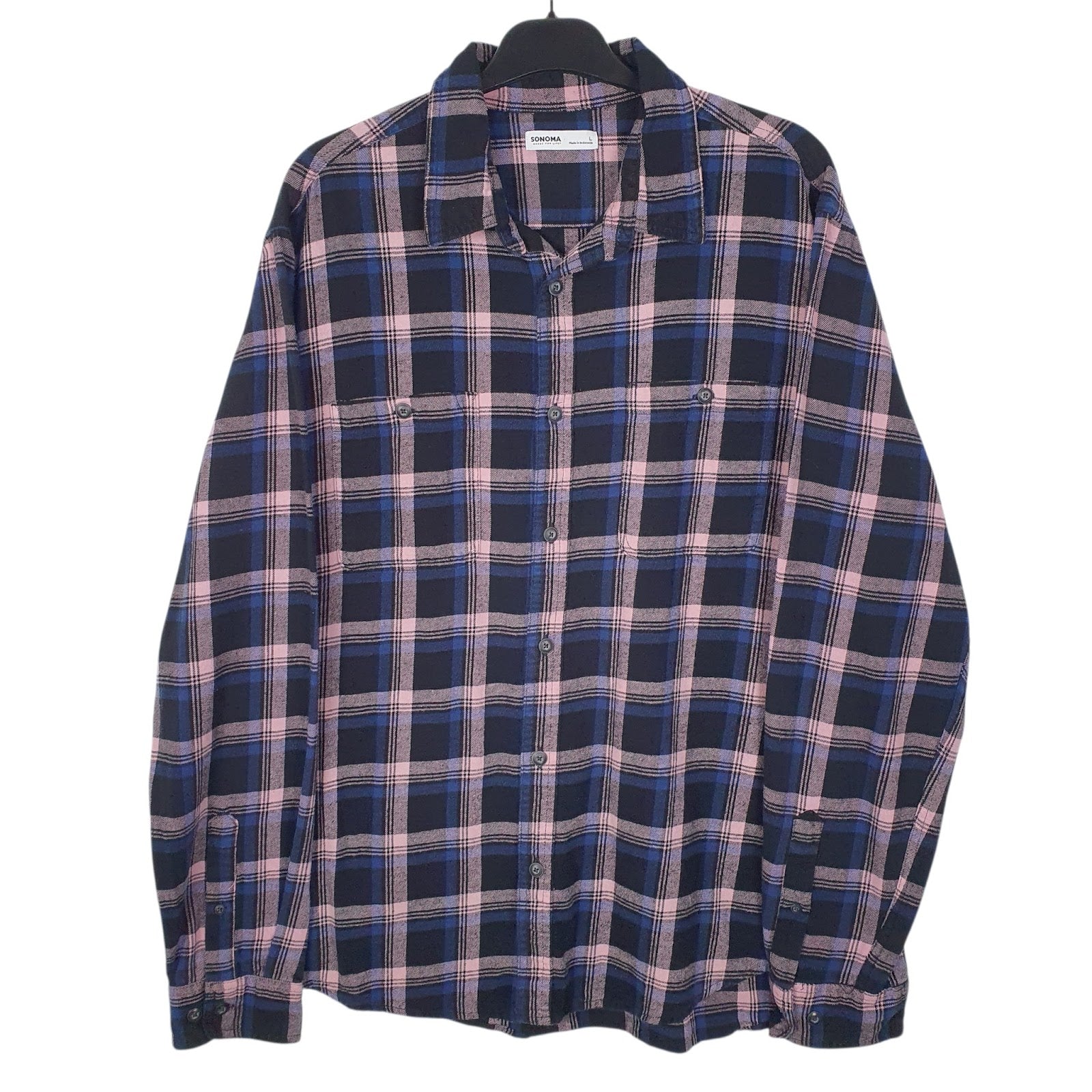 Mens Black Sonoma Flannel Long Sleeve Shirt