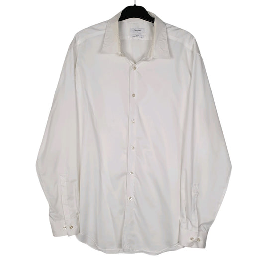 Mens White Calvin Klein  Long Sleeve Shirt