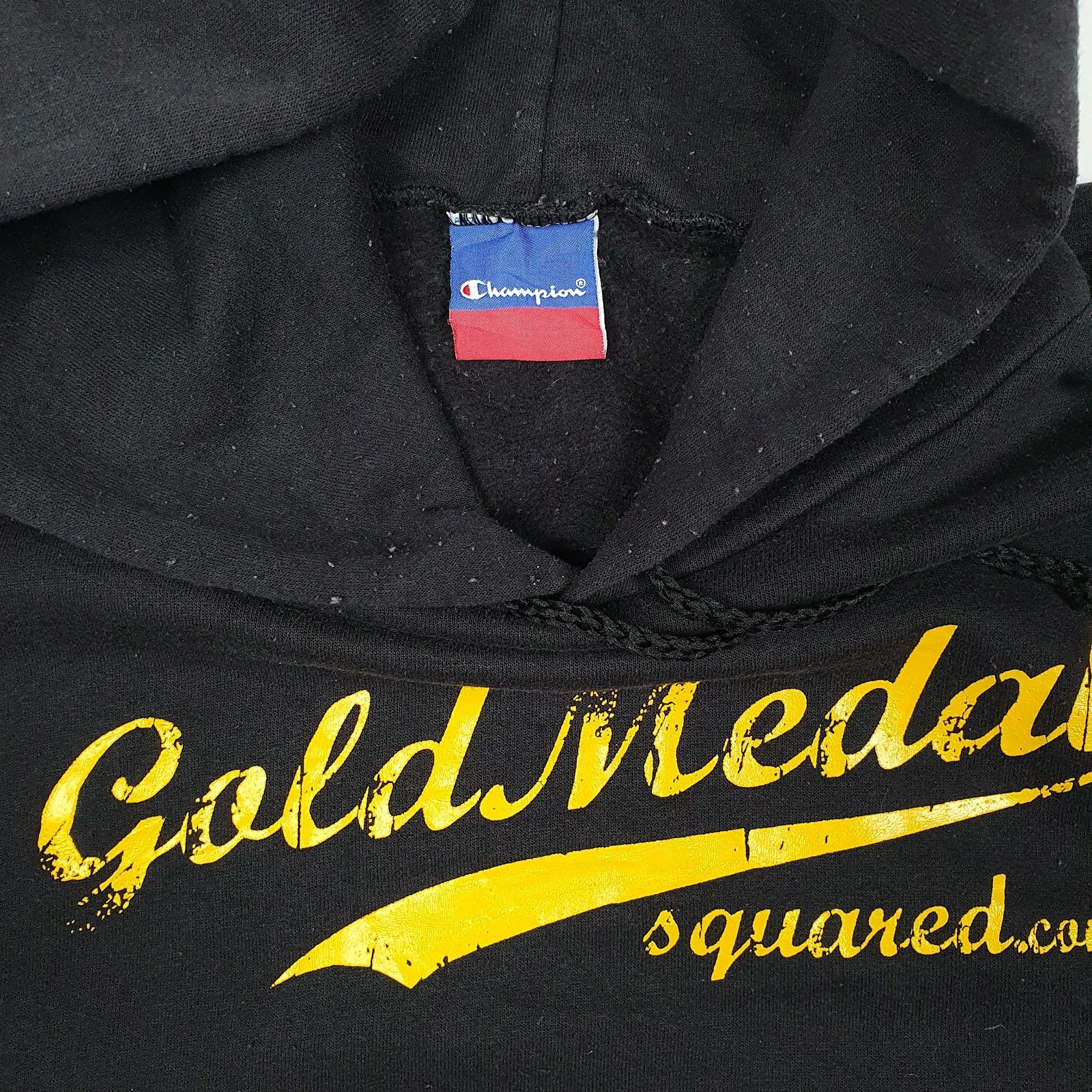 Mens Black Champion Gold Medal Volleyball Hoodie Jumper