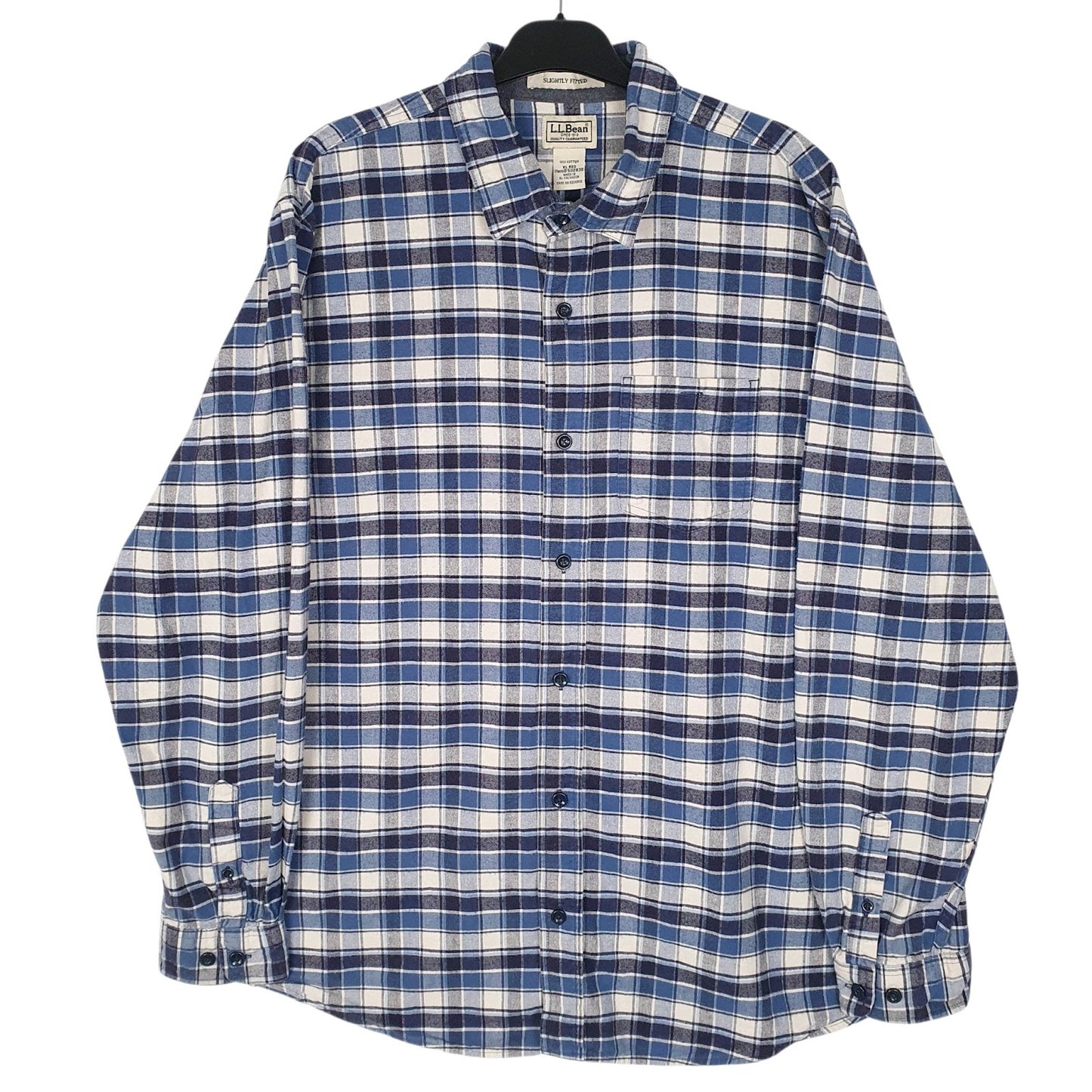 Mens Blue L.L.Bean Flannel Long Sleeve Shirt