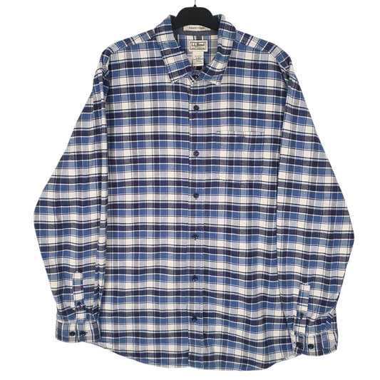 Mens Blue L.L.Bean Flannel Long Sleeve Shirt