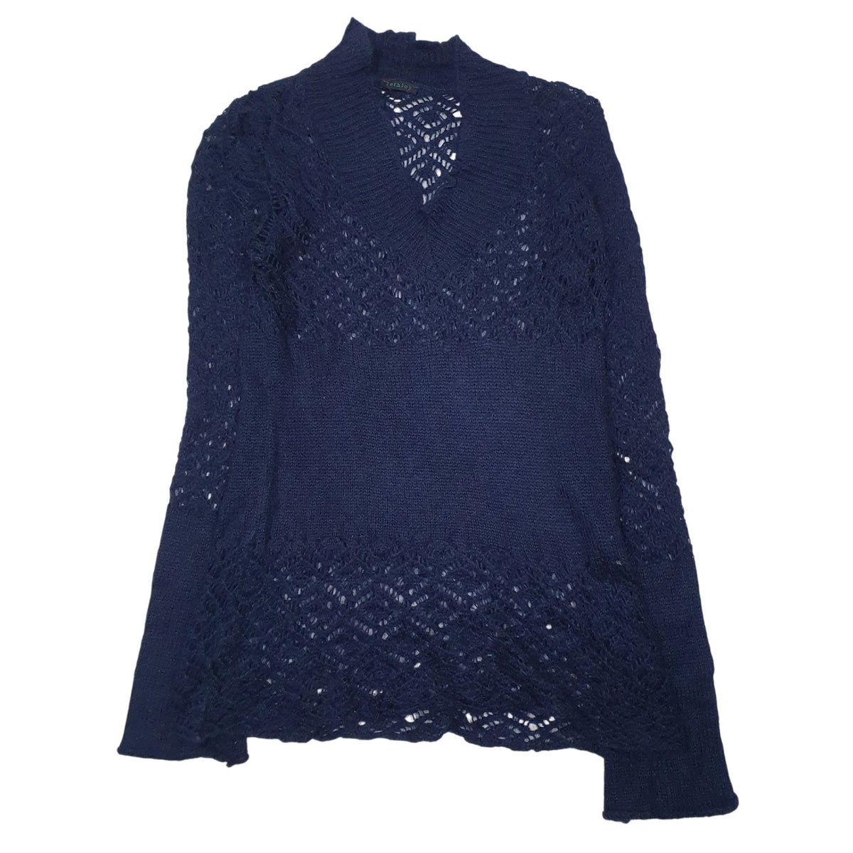 Womens Navy Ethic Knit V Neck Jumper