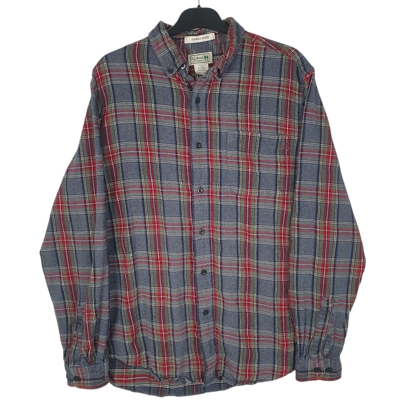 Mens Grey L.L.Bean Flannel Long Sleeve Shirt