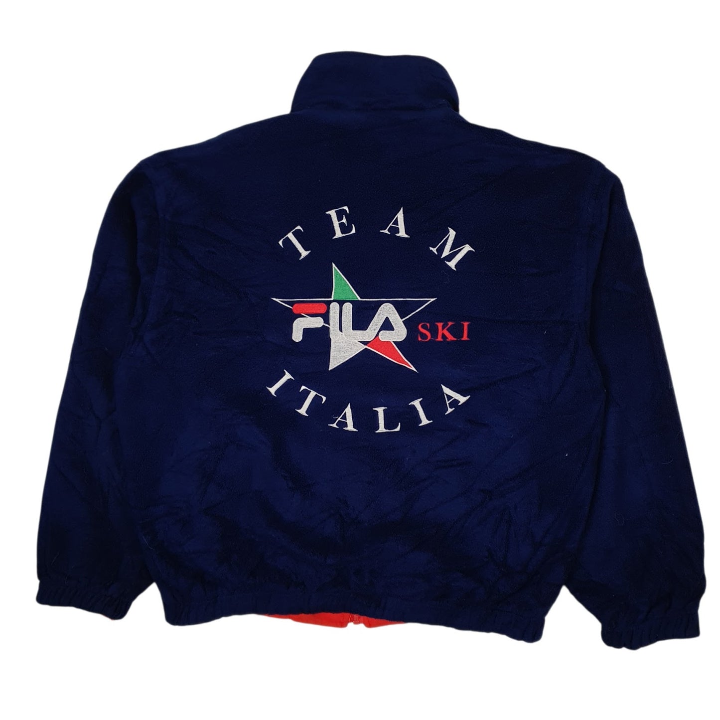 Mens Red Fila Team Italia Ski Vintage Fleece Reversible  Coat
