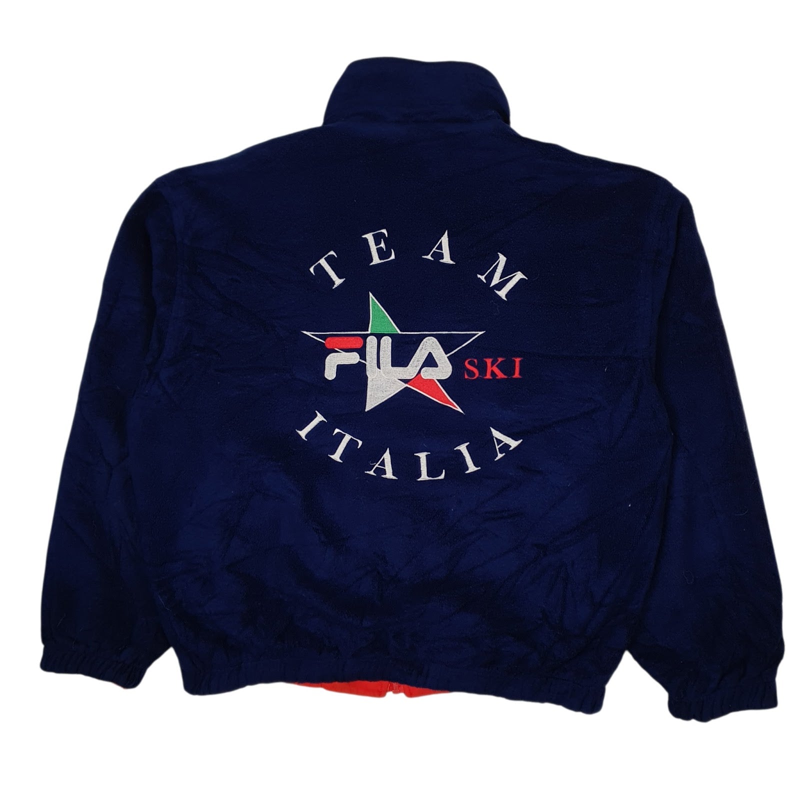Mens Red Fila Team Italia Ski Vintage Fleece Reversible  Coat
