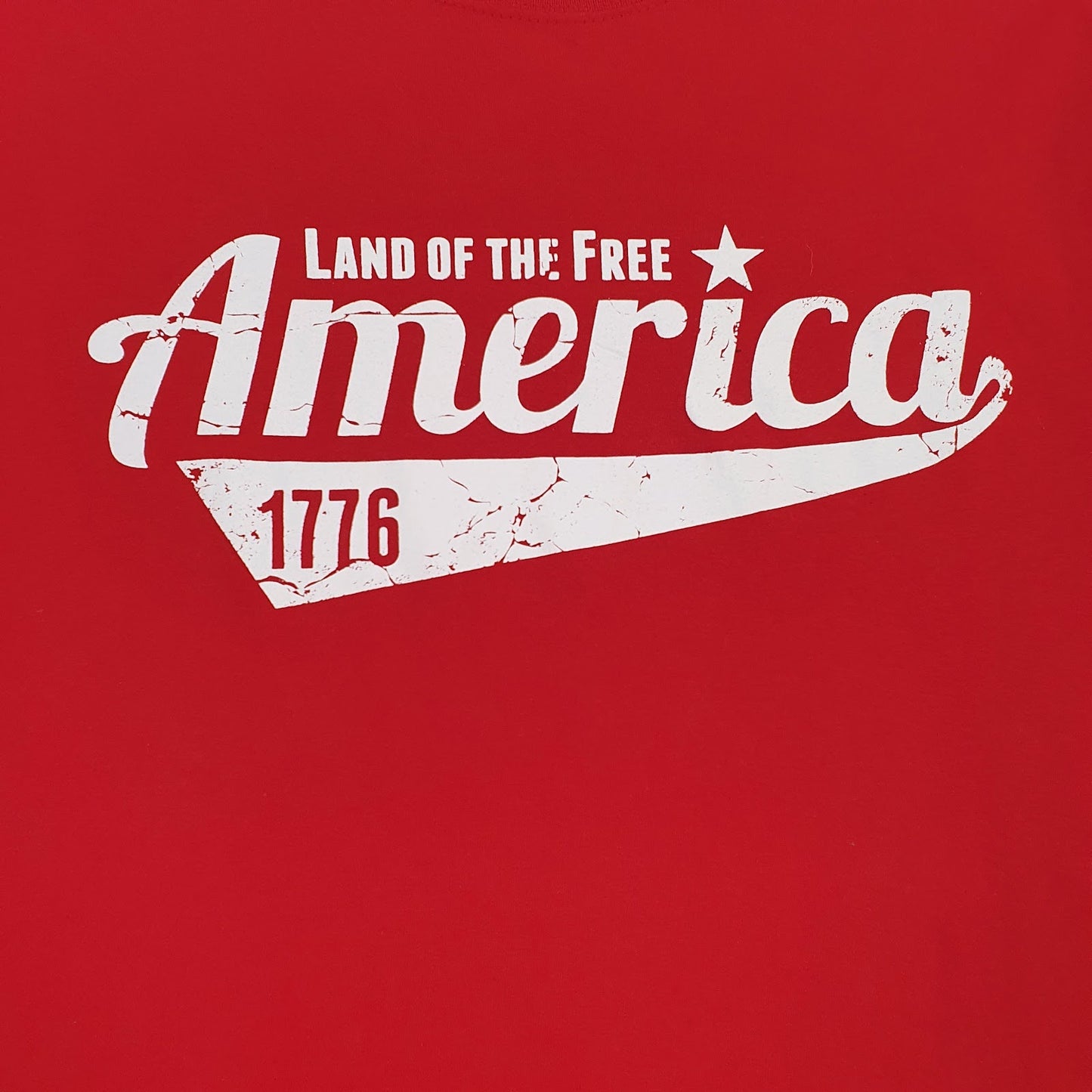 Mens Red Fruit Of The Loom Land Of The Free America  T Shirt