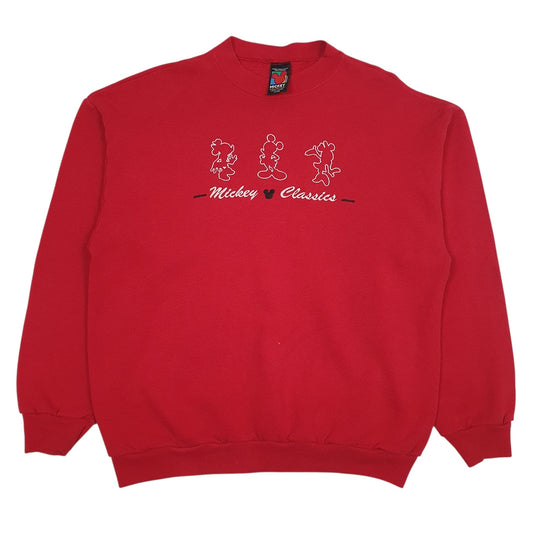 Mens Red Disney Vintage 90s Crewneck Jumper