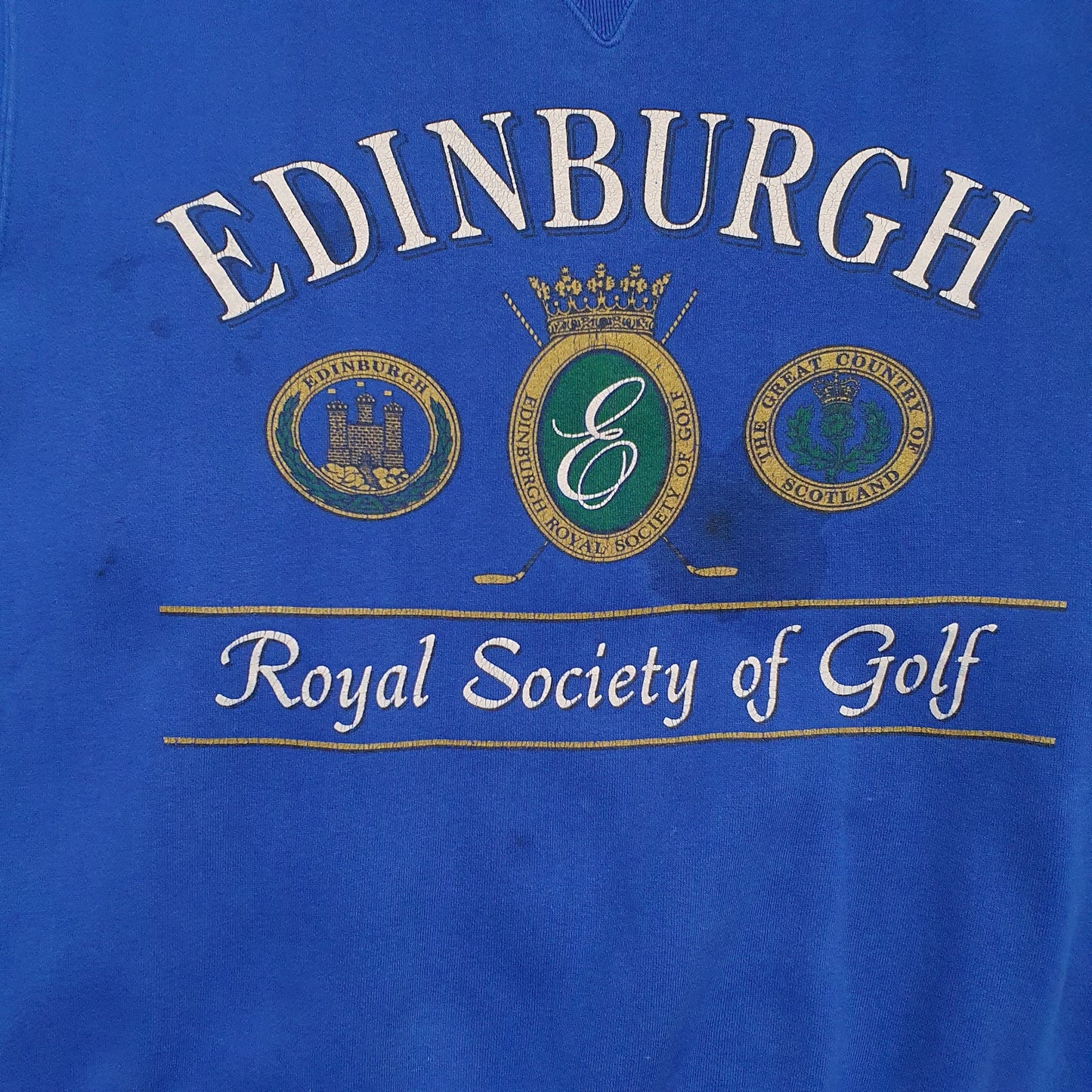 Mens Blue Galt Sand Vintage Edinburgh Royal Society Of Golf Crewneck Jumper