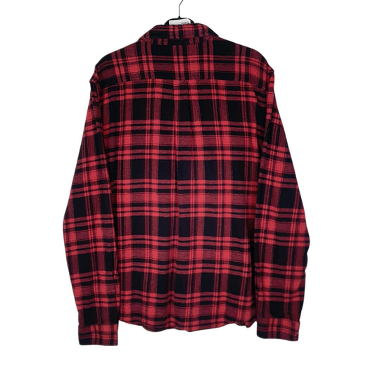 Mens Red Eddie Bauer Heavyweight Plaid Flannel  Shirt