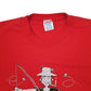 Mens Red Jerzees Vintage 80s 1985 Fishing  T Shirt