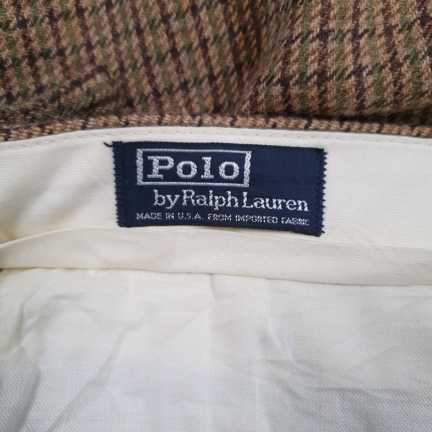 Mens Brown Polo Ralph Lauren Vintage 90s Made In USA Pleated  Trousers