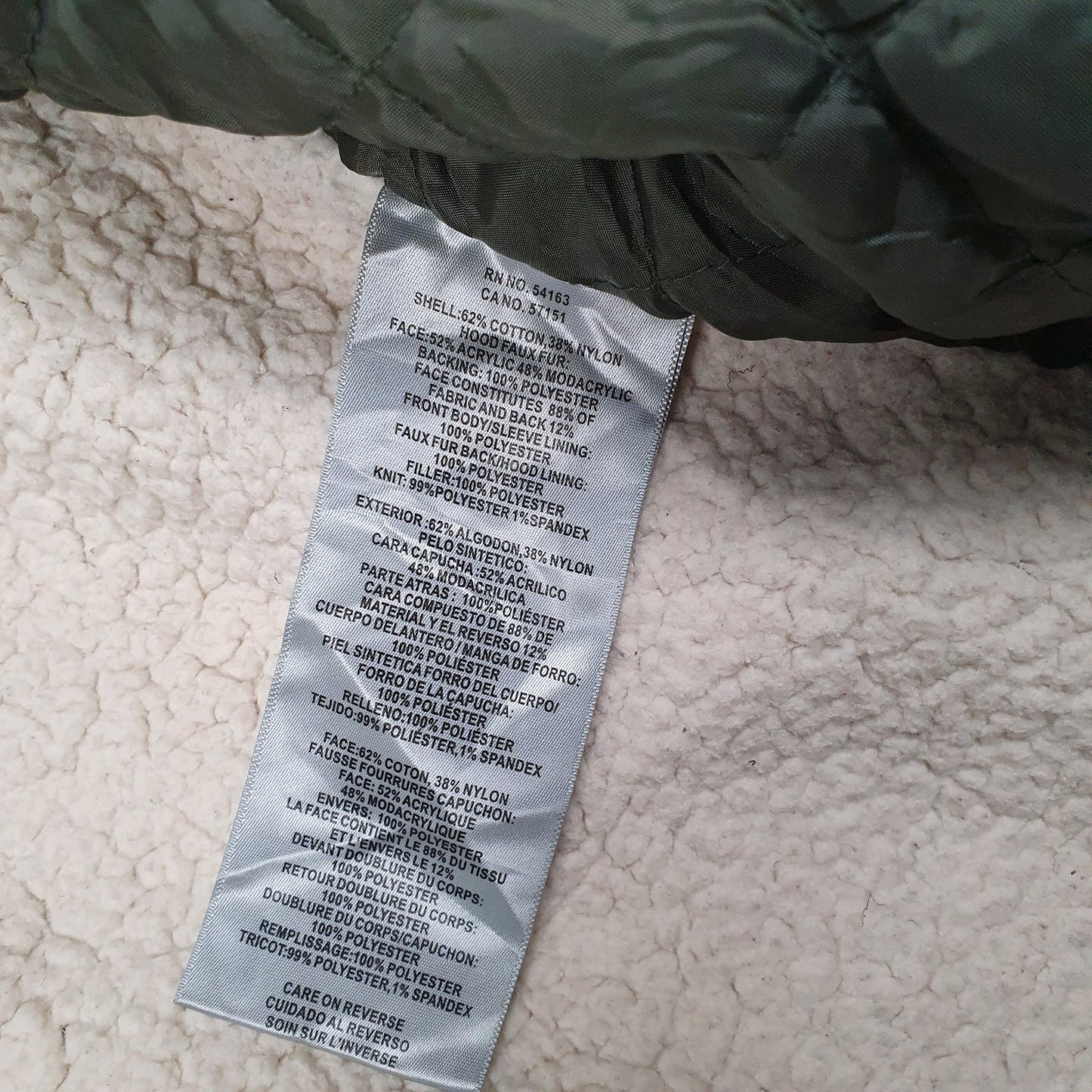 Mens Green Levis Military Sherpa Lined  Coat