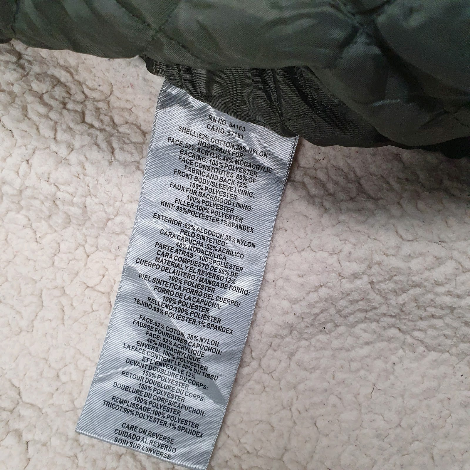 Mens Green Levis Military Sherpa Lined  Coat