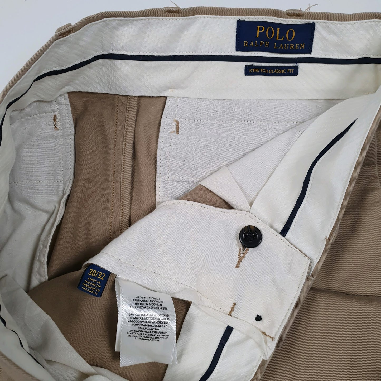 Mens Beige Polo Ralph Lauren Stretch Classic Fit  Trousers